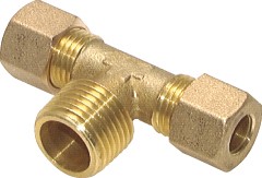 T-Stück Messing Klemmringverschraubung 1/4&quot; AG 10mm Einschr.