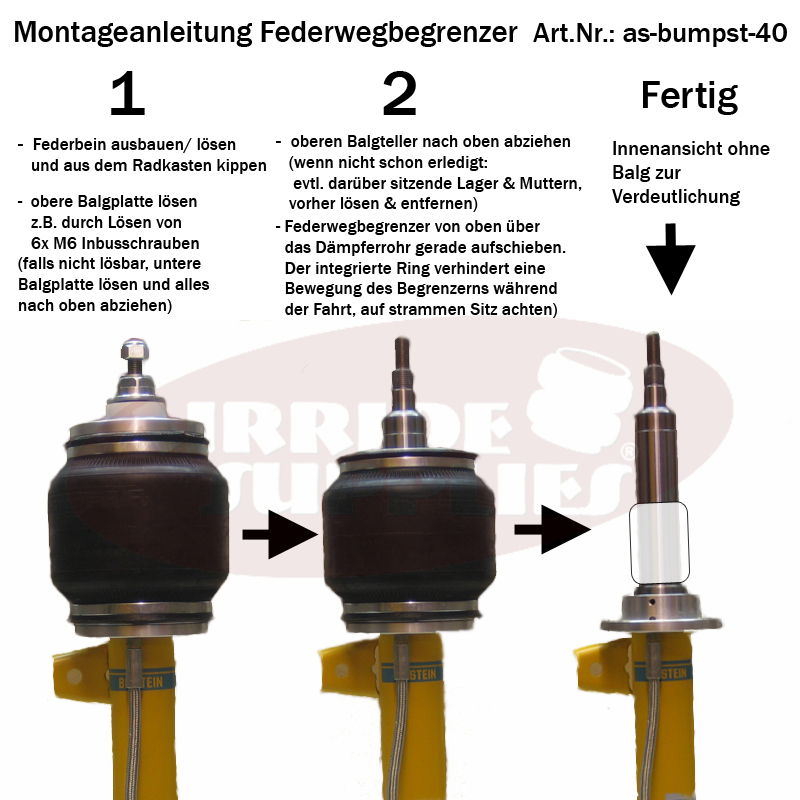 Federwegbegrenzer Set passend für Upside-Down 40mm Kolbenstange, Sonderanfertigungen, Luftfahrwerk, airride supplies